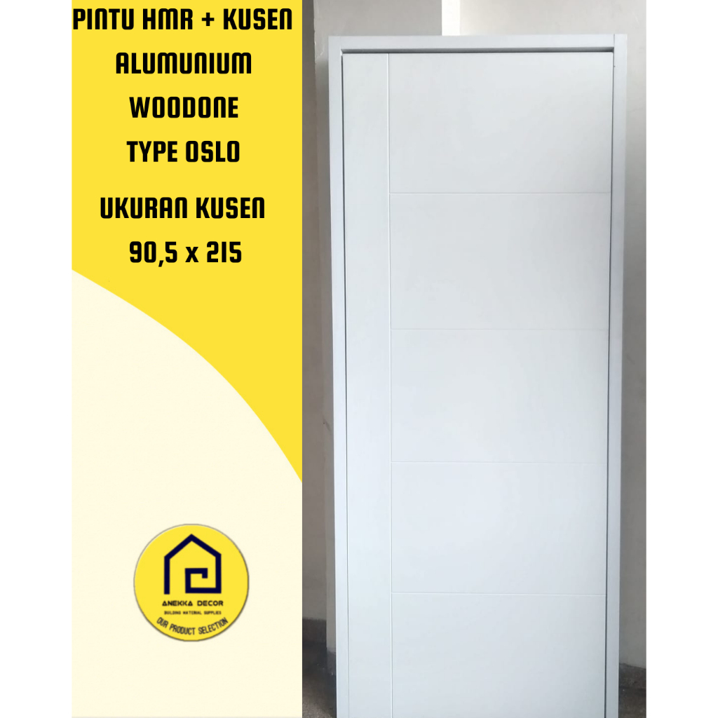 Pintu Kamar Kayu HMR Woodone Type OSLO + Set Kusen Alumunium
