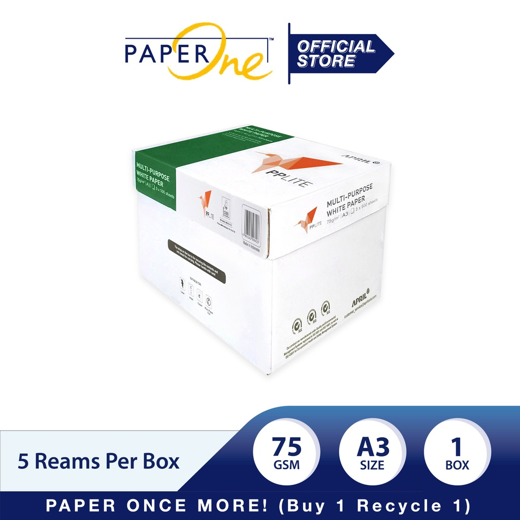 

PP Lite Kertas A3 75gr Copier 1 Box (2500 lembar) Kertas HVS A3 Kertas Fotocopy