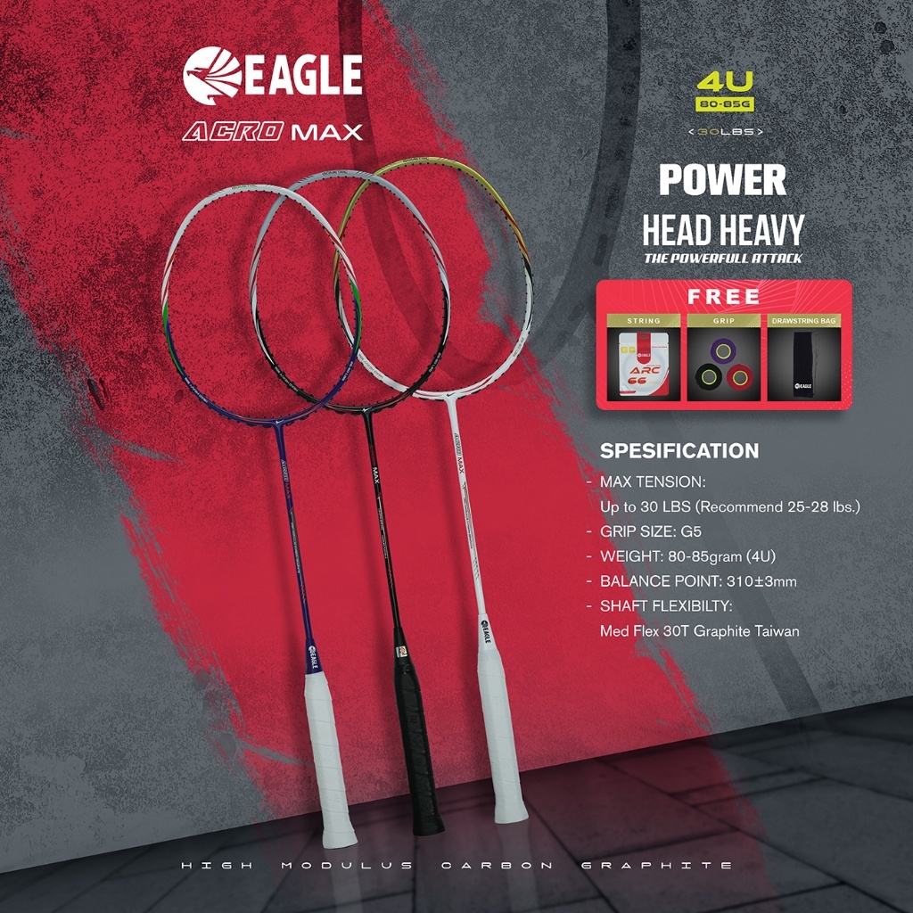 Raket Badminton Eagle Acromax (4U G5) Original