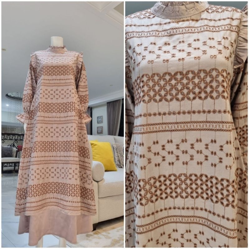 Gamis katun bordir 2 layer Ori by Edness kayla