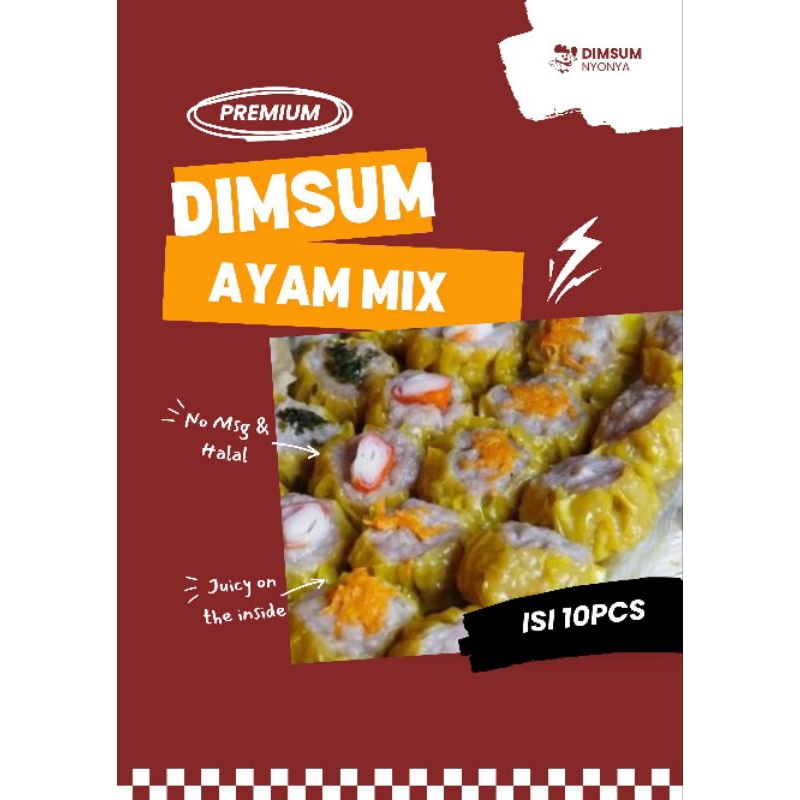 

Dimsum Nyonya | Dimsum Ayam Isi 10pcs Mix Toping | Halal No MSg Free Saos