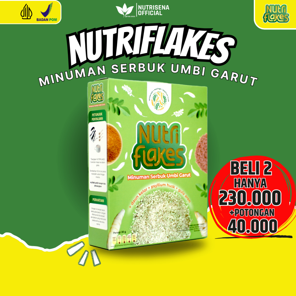 

Nutriflakes Official Store Sereal Umbi Garut Original Asli Mengatasi Asam Lambung Gerd Maag 2 box