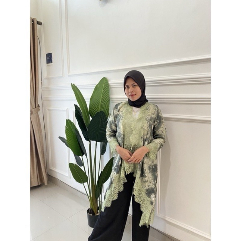 Outer jumputan lace palembang | blus jumputan palembang | atasan batik kerja