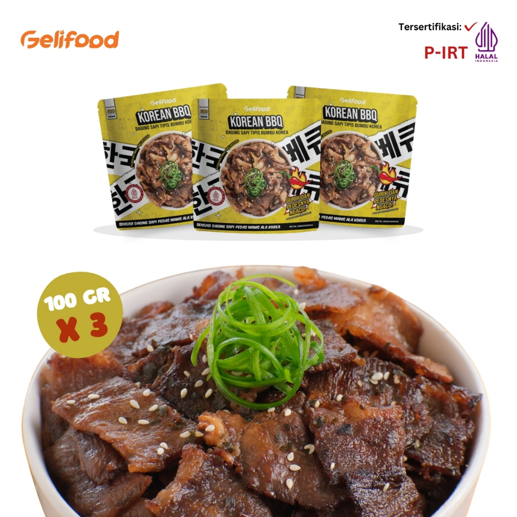 

Geli Food - Paket Kombo 3 Pack Series Korean Barbeque Daging Sapi Tipis Beef Slice Bumbu Korea Siap Saji