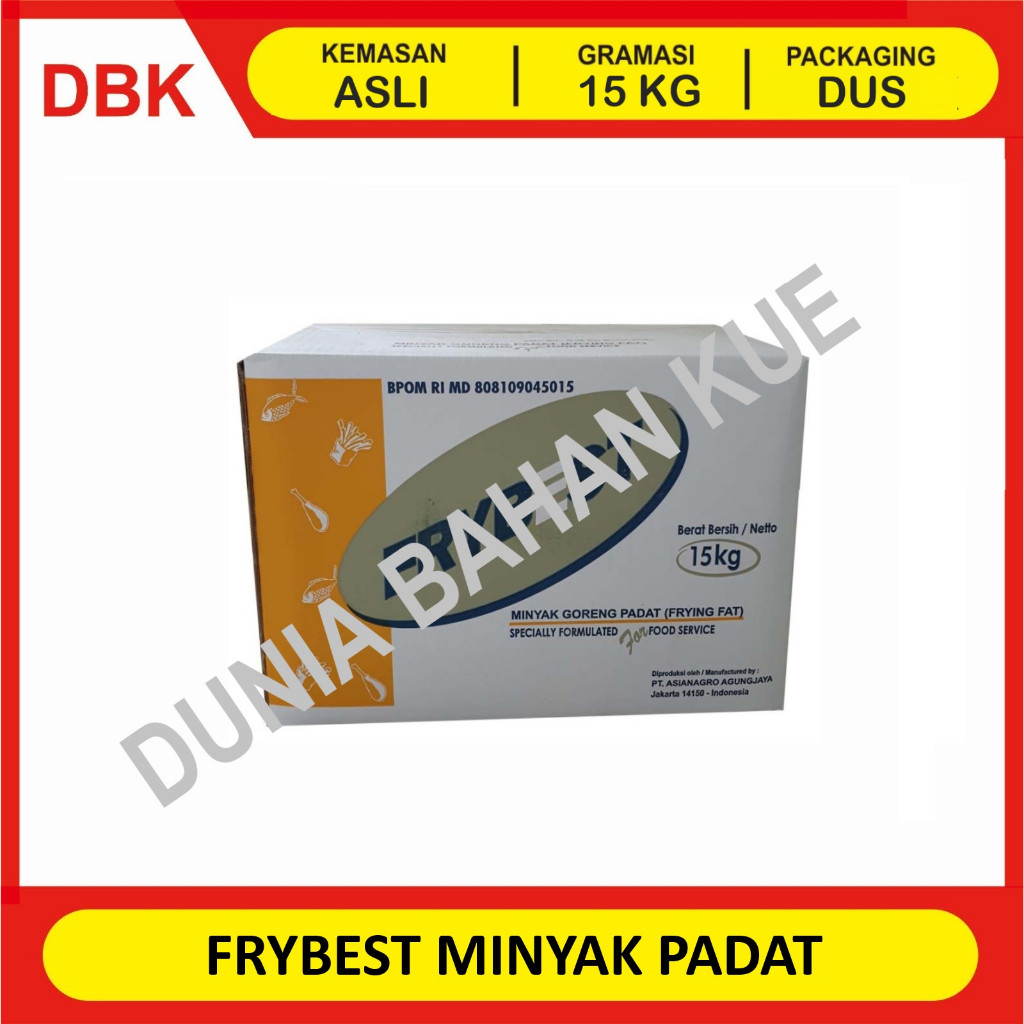 FRYBEST MINYAK GORENG PADAT 15 KG / MINYAK BEKU / MINYAK PADAT