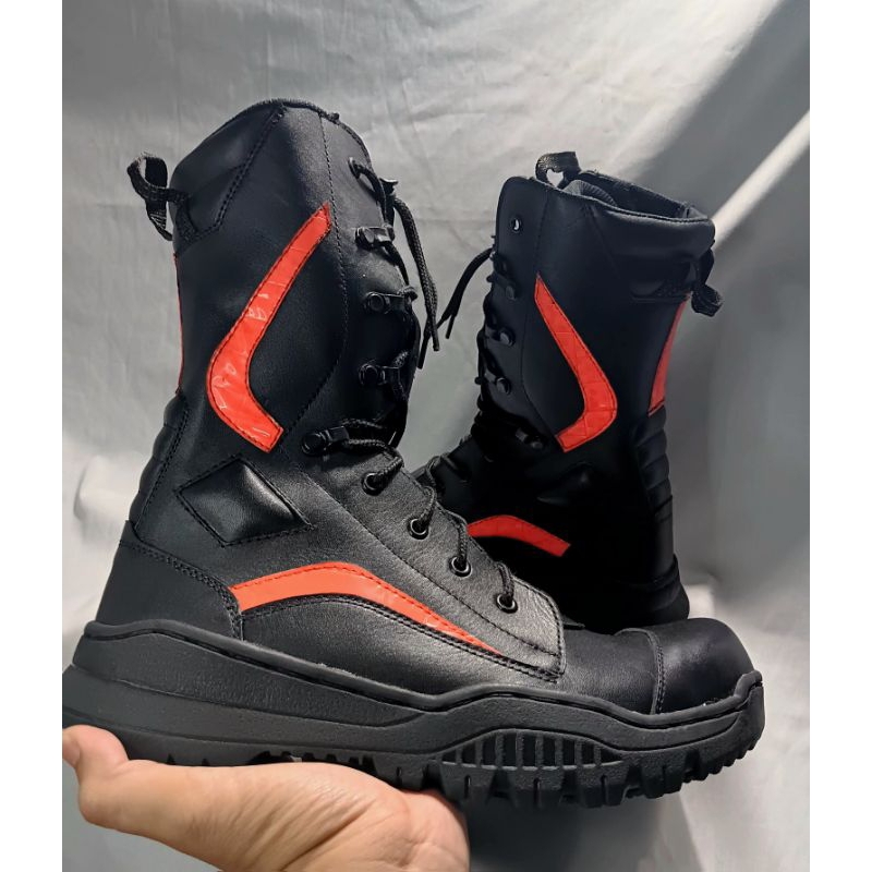 Sepatu Pdl Damkar Terbaru kulit asli sepatu damkar pria list merah