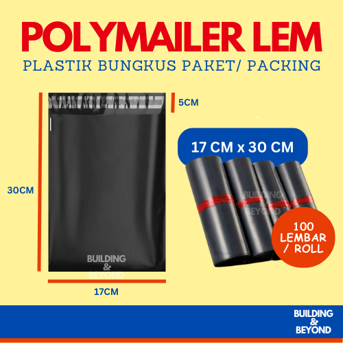

POLYMAILER WARNA HITAM EKONOMIS 17 x 30 CM POLIMAILER BUNGKUS PAKET ONLINE PACKING ISI 100 LEMBAR PCS