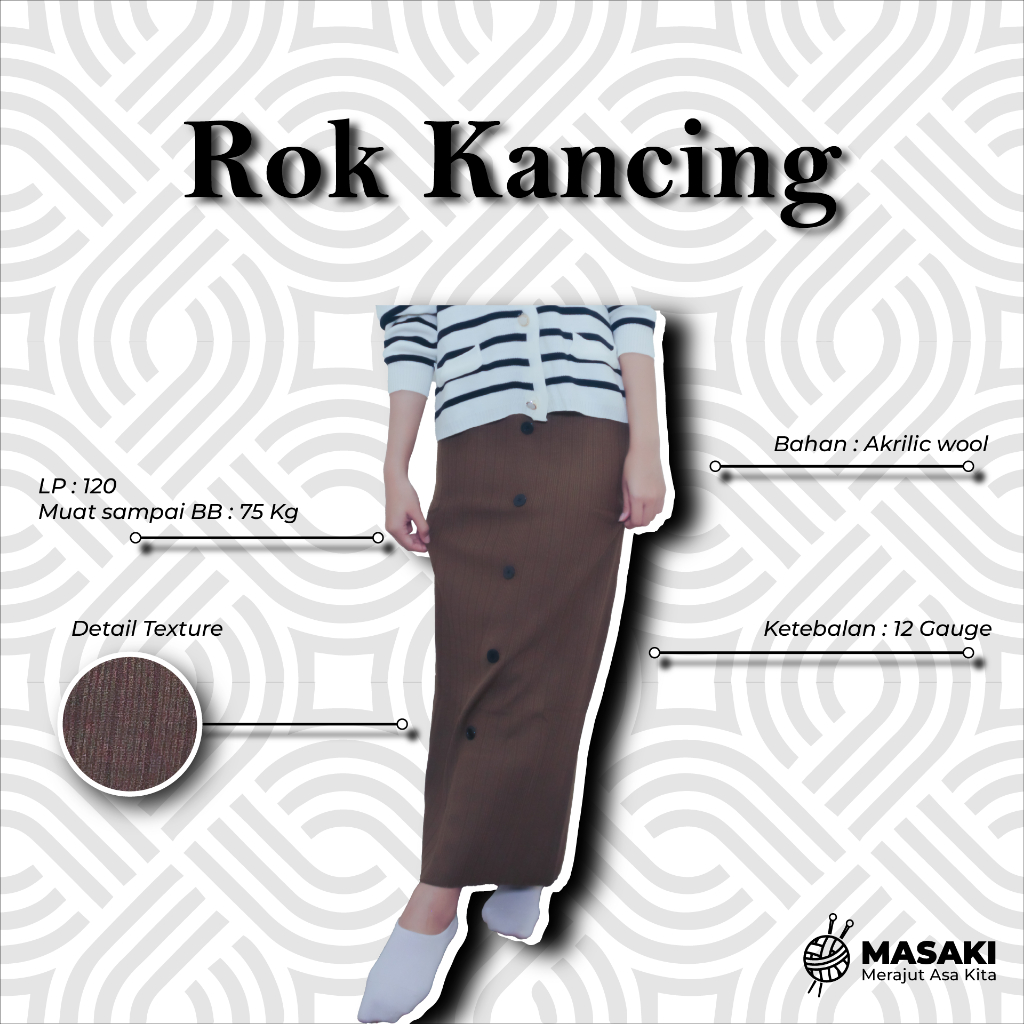 MASAKI - Rok Rajut Kancing Span