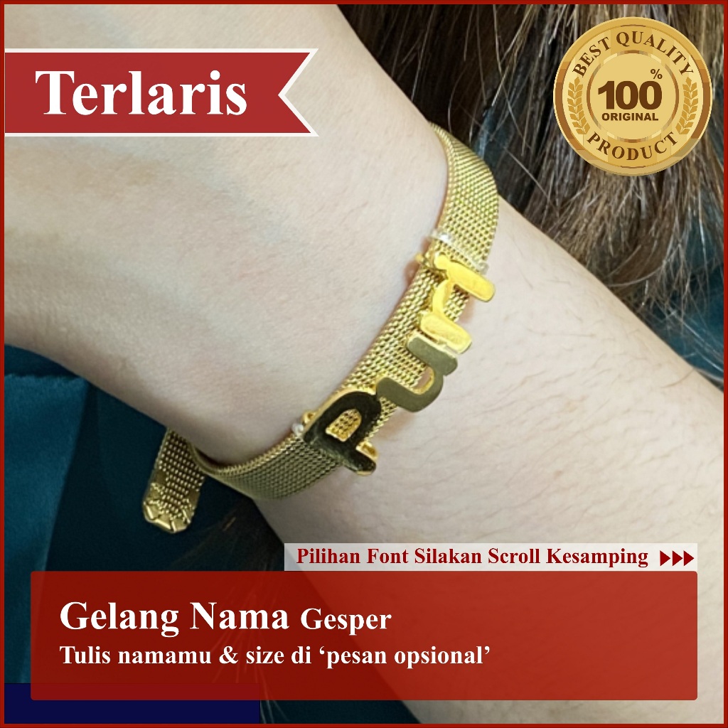 Gelang nama titanium / gelang gesper titanium ukir nama /gelang nama titanium