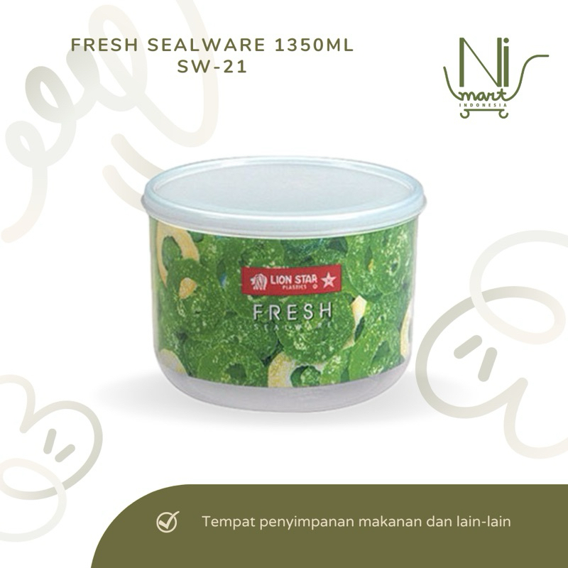 FRESH SEAL WARE SW-21 1350 ML LION STAR TEMPAT WADAH MISTING BEKAL MAKANAN PLASTIK BULAT LINGKARAN M