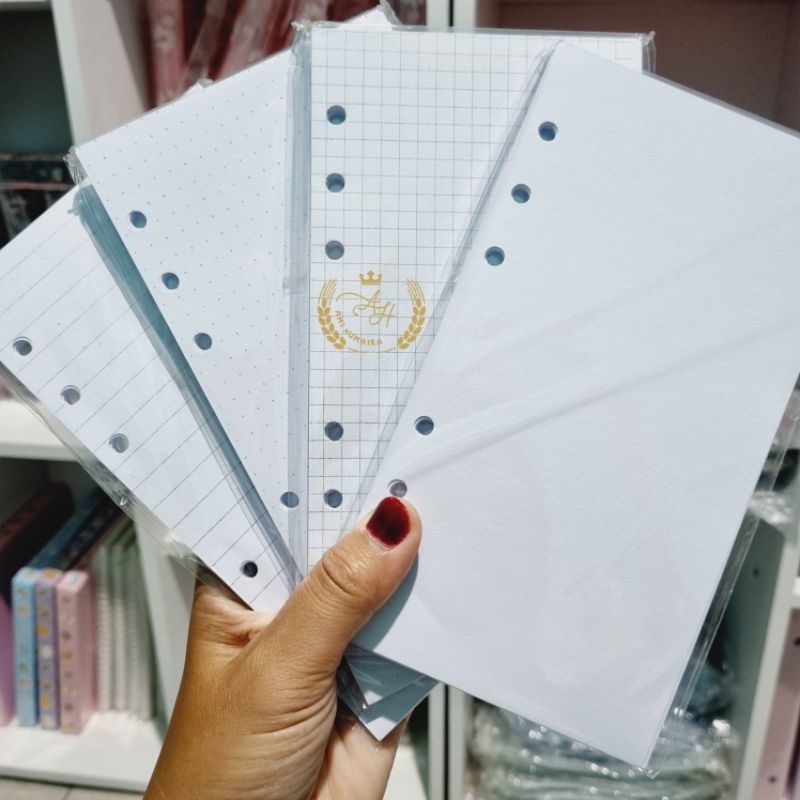 

LOOSE LEAF ISI BINDER 50LEMBAR KERTAS REFILL BINDER POLOS GARIS TITIK KOTAK A6 A5 20RING