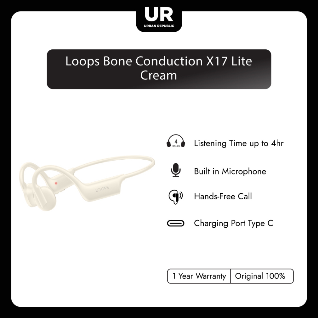 LOOPS Bone Conduction X17 Lite Bluetooth Earphone - Cream