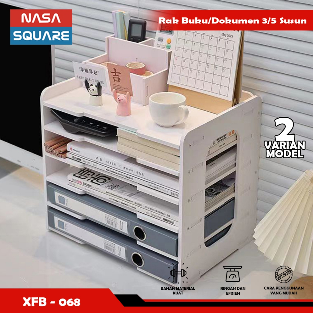 Rak penyimpanan meja rak file multi-lapis rak penyimpanan desktop kertas kantor kreatif - NASA SQUAR