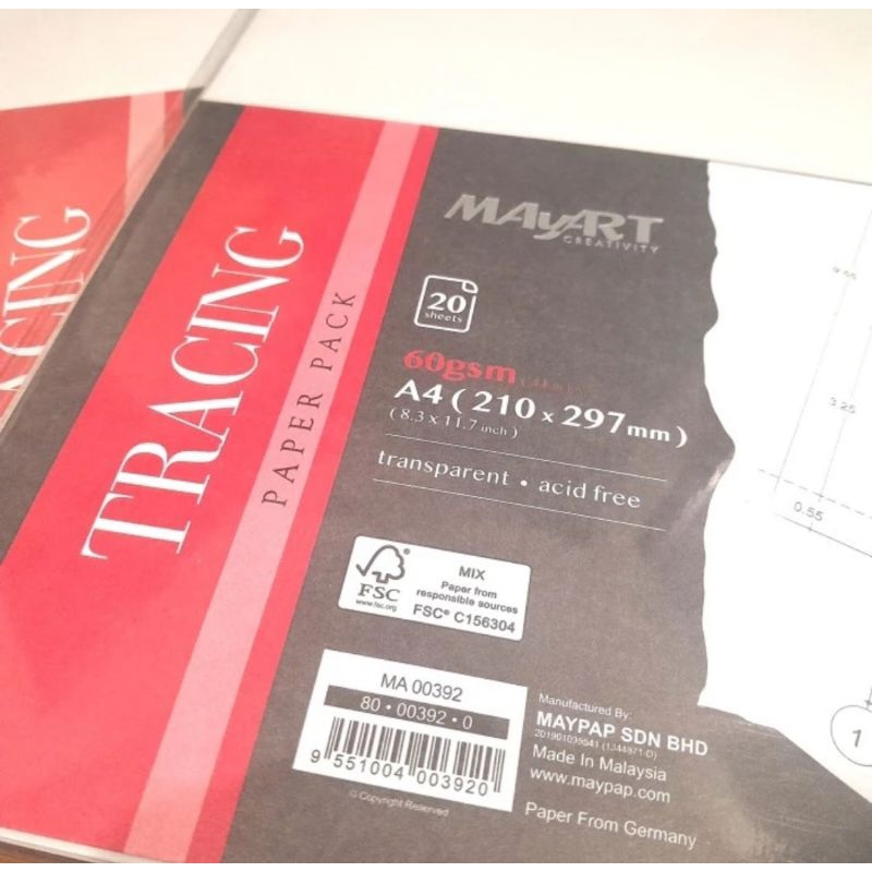 

Mayart Tracing Paper A4 / Kertas Kalkir / 20 Sheets / 60 GSM