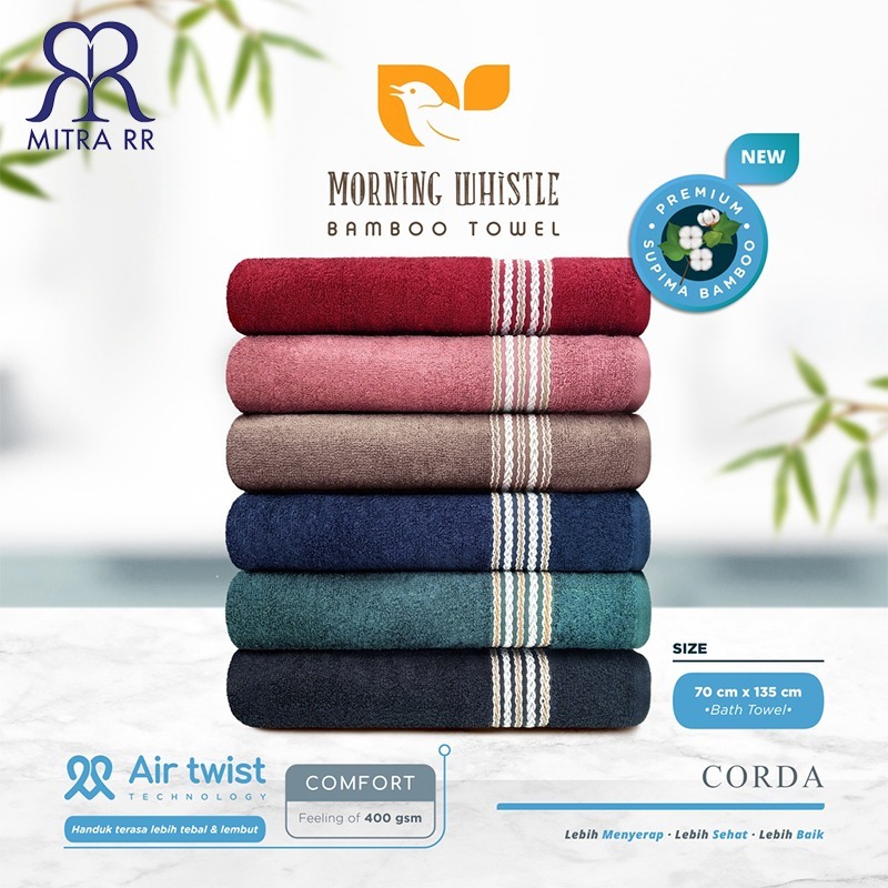 Handuk Morning Whistle Supima Bamboo Towel Corda | Handuk Mandi Dewasa Morning Whistle by Terry Palm
