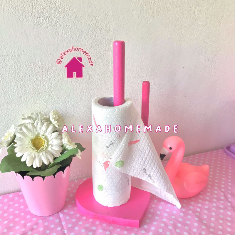 WADAH TISSUE DAPUR LOVE PINK - tisu gulung/tisu dapur/tempat tisu