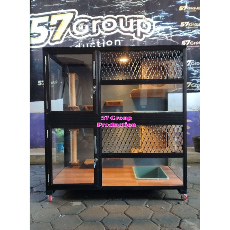 Rumah kucing tingkat 2 / Kandang kucing full playground murah