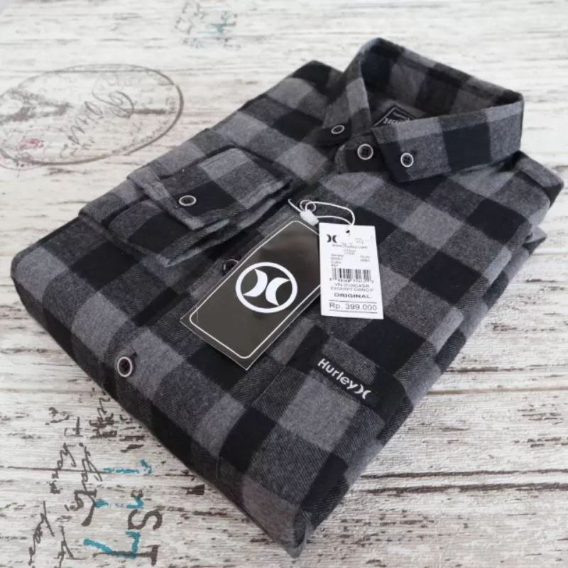 Kemeja Flanel Pria Abu-Abu Dark Grey Premium