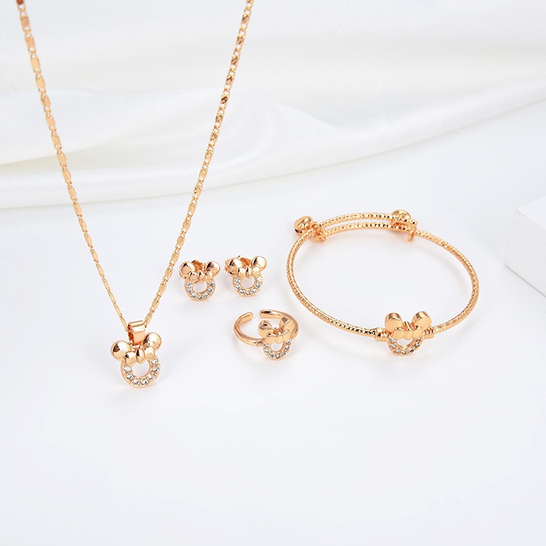 ART P4B9 Hyl Jewelry 5pcs Kalung Set Anak Titanium Anti Karat Asli Perak Set AntingAnting Berlapis E