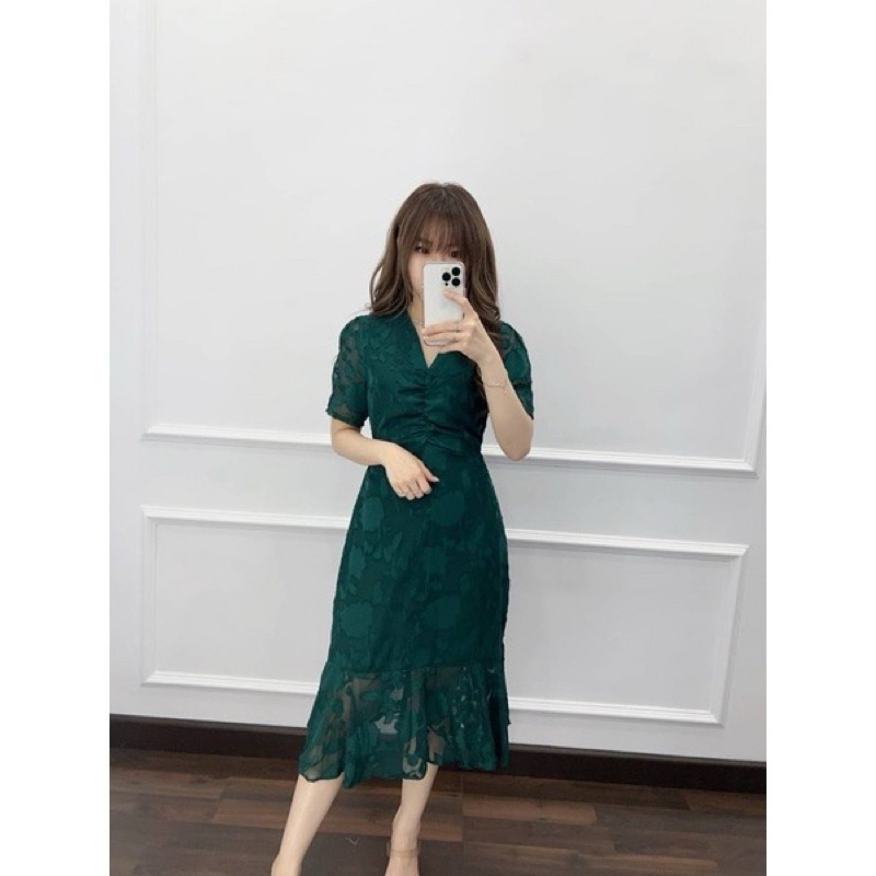 Mermaid Dress Pesta Terusan Brukat Brokat Hijau Botol Tua Emerald