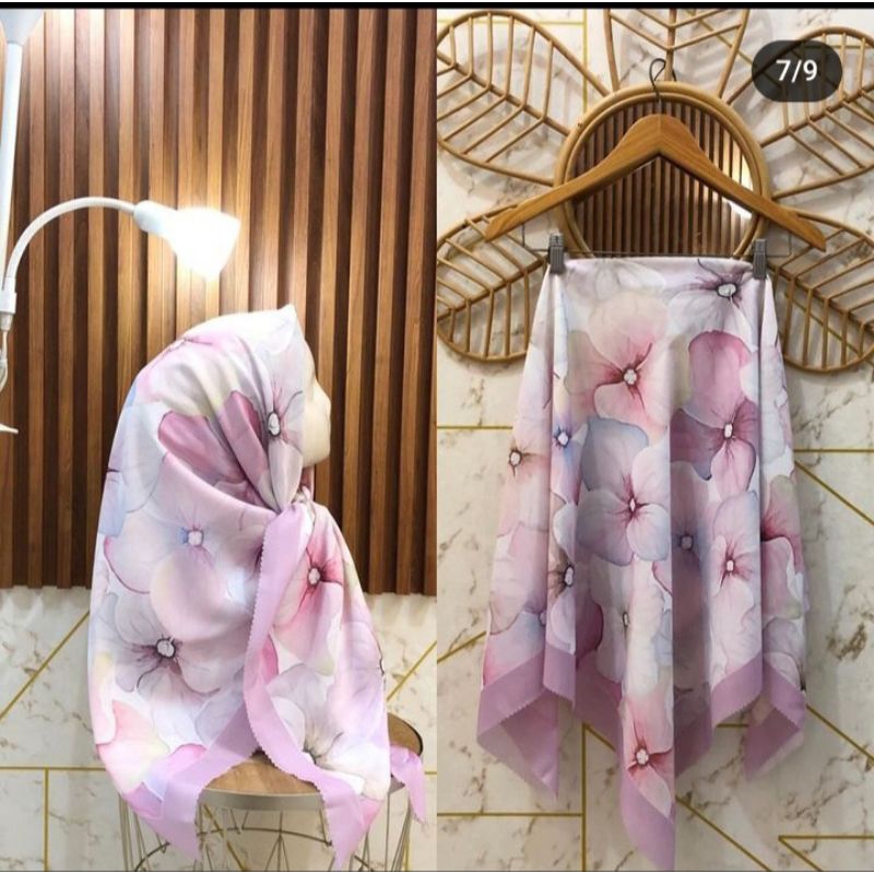 Hijab Premium//Hijab Segi Empat Premium//SEGI EMPAT MOTIF FLOWER ||TERBARU||TERMURAH