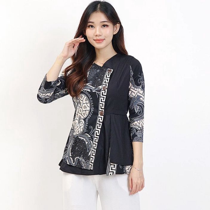 MEGA SALE BATIK WANITA  PROMO ATASAN BATIK WANITA A36184  BAHAN BATIK STRETCH