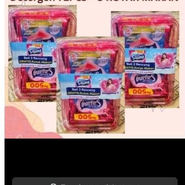 Detergent Cair sayang 72 sachet gratis tempat makan