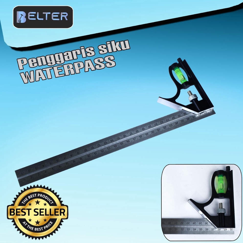 Terbagus Penggaris Tukang Siku Mistar Multifungsi ada Waterpass
