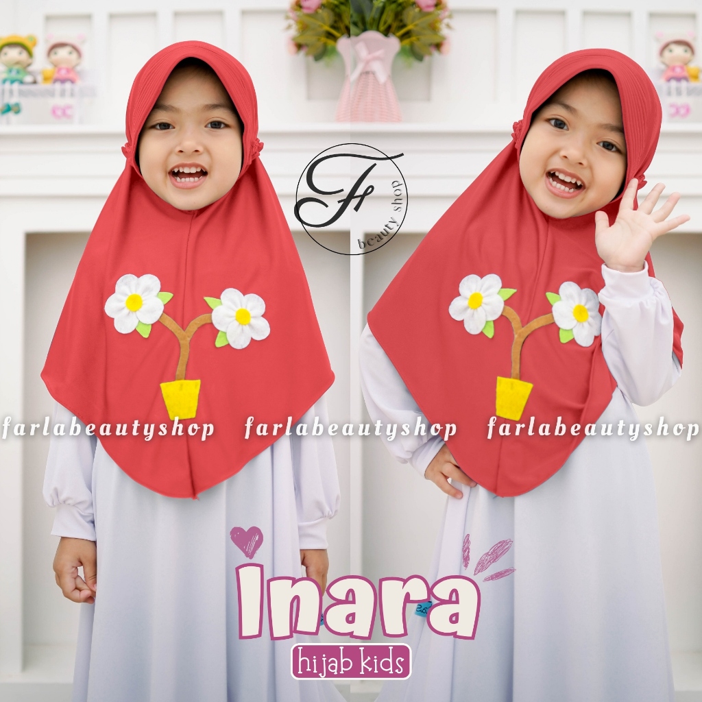 BERGO ANAK JERSEY MOTIF BUNGA 3D JILBAB TK INSTAN PET TALI KARET BAGIAN BELAKANG MURAH SIMPEL VIRAL