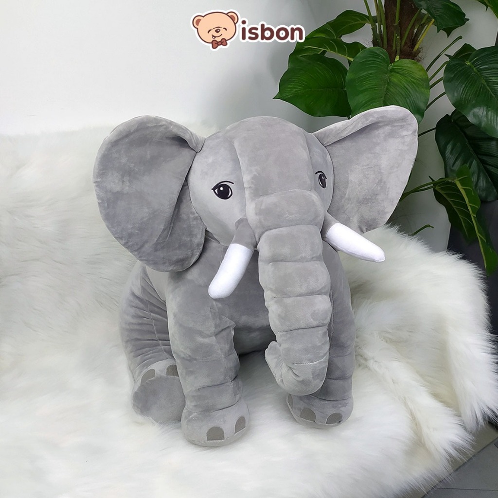 Boneka gajah belalai panjang dan mainan anak hewan abu-abu elephant grey-istana boneka