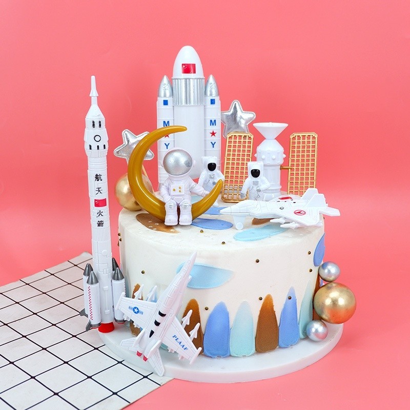 Cake Topper ASTRONOT BULAN Hiasan Kue Motif Topper ROCKET Angkasa Planet