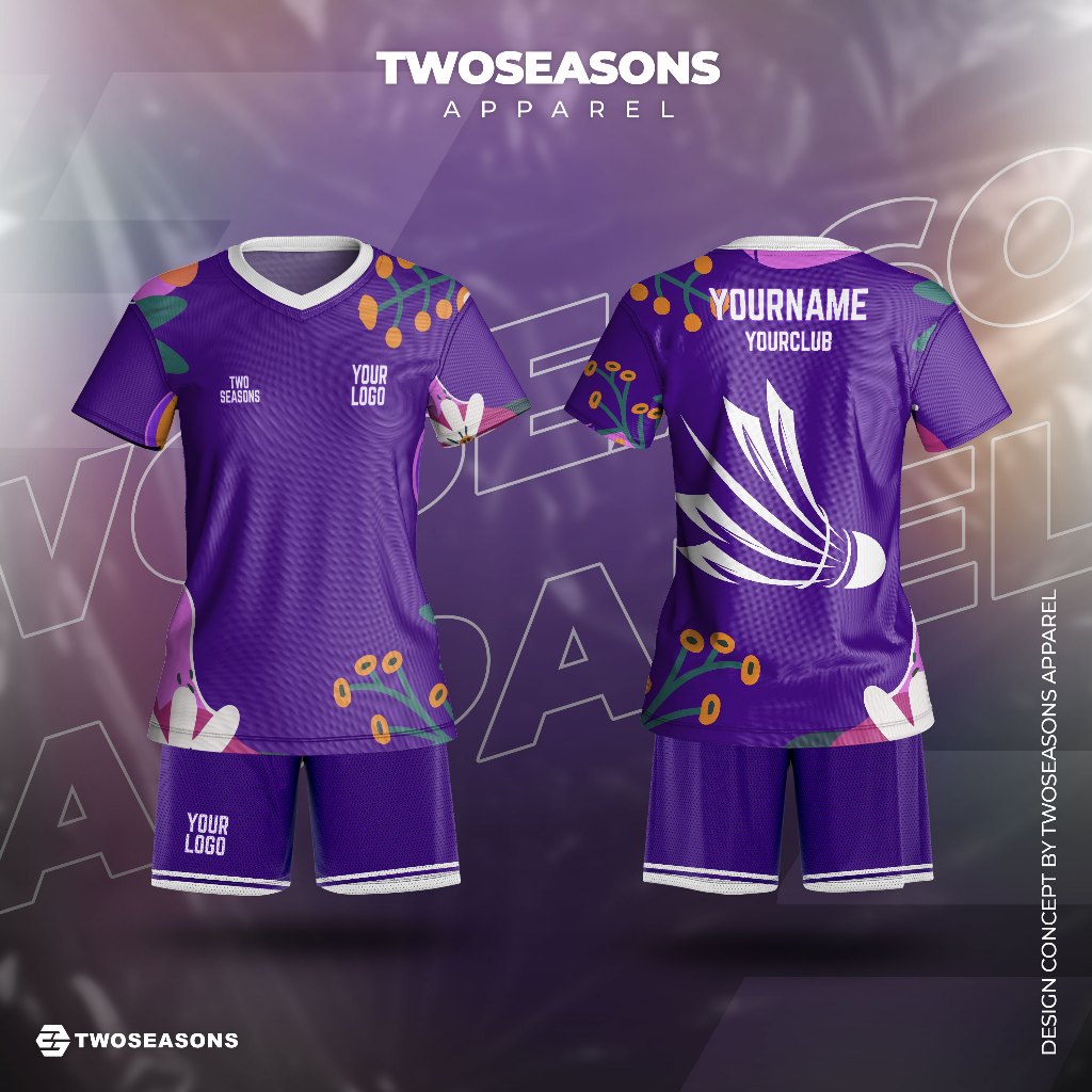 Baju Kaos Jersey Women Badminton Olahraga Bulutangkis Woman 2024 Ungu ART 3 Wanita Full Printing Cus