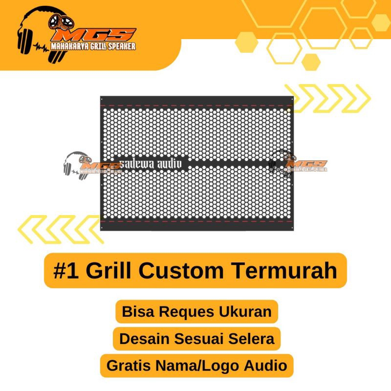 MGS Plat Besi Ram Speaker Custom Lubang Segienam Hexa