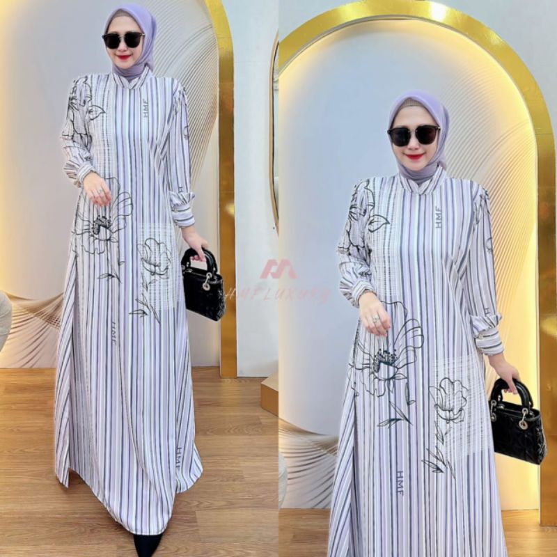 (x8) HMF NAURA Baju Dress Gamis muslimah Naura Dress By HMF Luxury. Nazra Sha