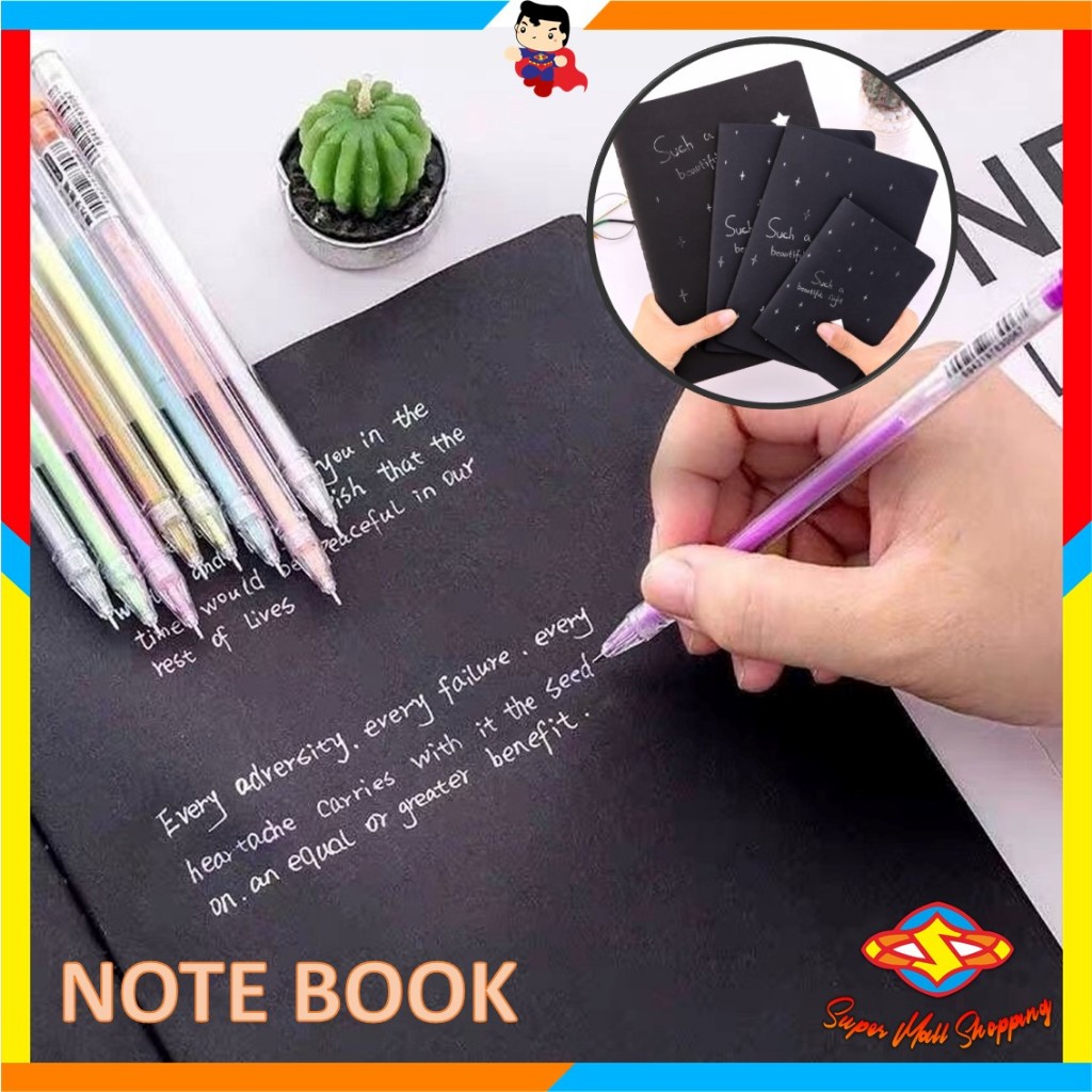 

SMS Buku Tulis Warna Hitam Isi 28 Lembar Buku Catatan Kertas Hitam Ukuran A6 A5 B5 Black Paper Plain Notebook DIY Scrapbook Agenda Foto Diary Kreatif