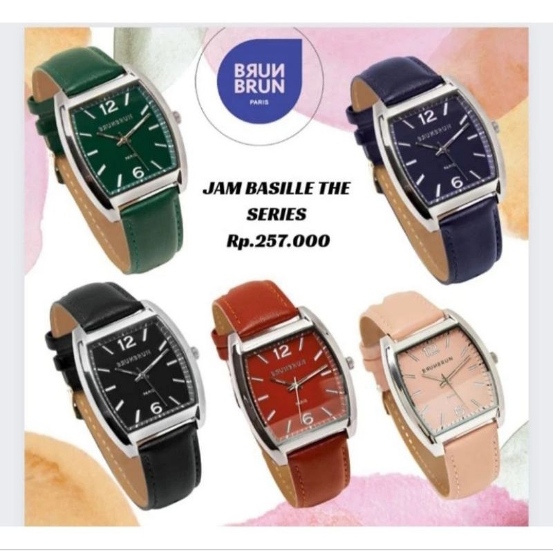 JAM TANGAN TERBARU BASILLE PROMO BRUNBRUN PARIS ORIGINAL BLACK