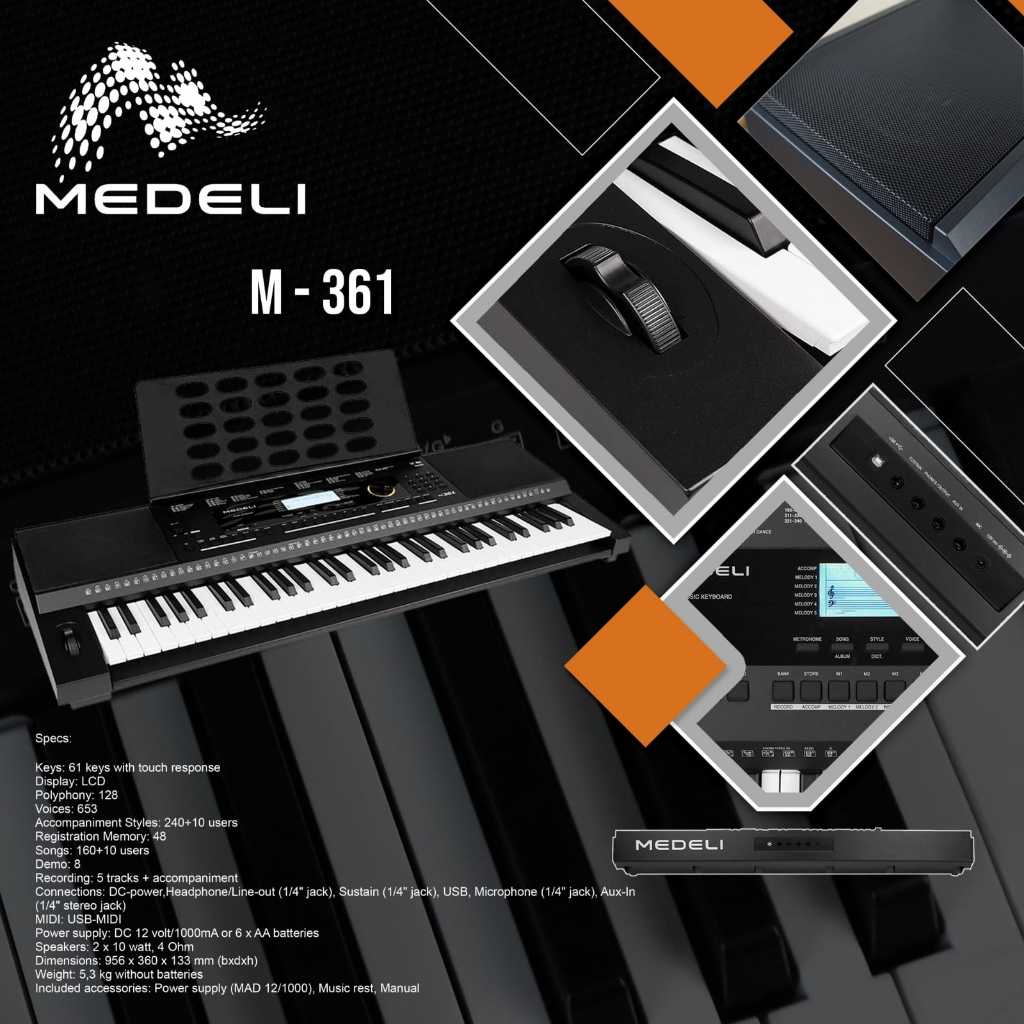 Keyboard Medeli M361 Portable Keyboard 61-keys Medeli M-361 Medeli M 361 Original
