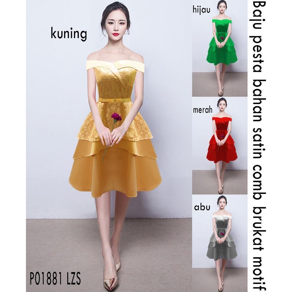 Gaun Pesta / Baju Pesta Mewah/Gaun bahan satin premium