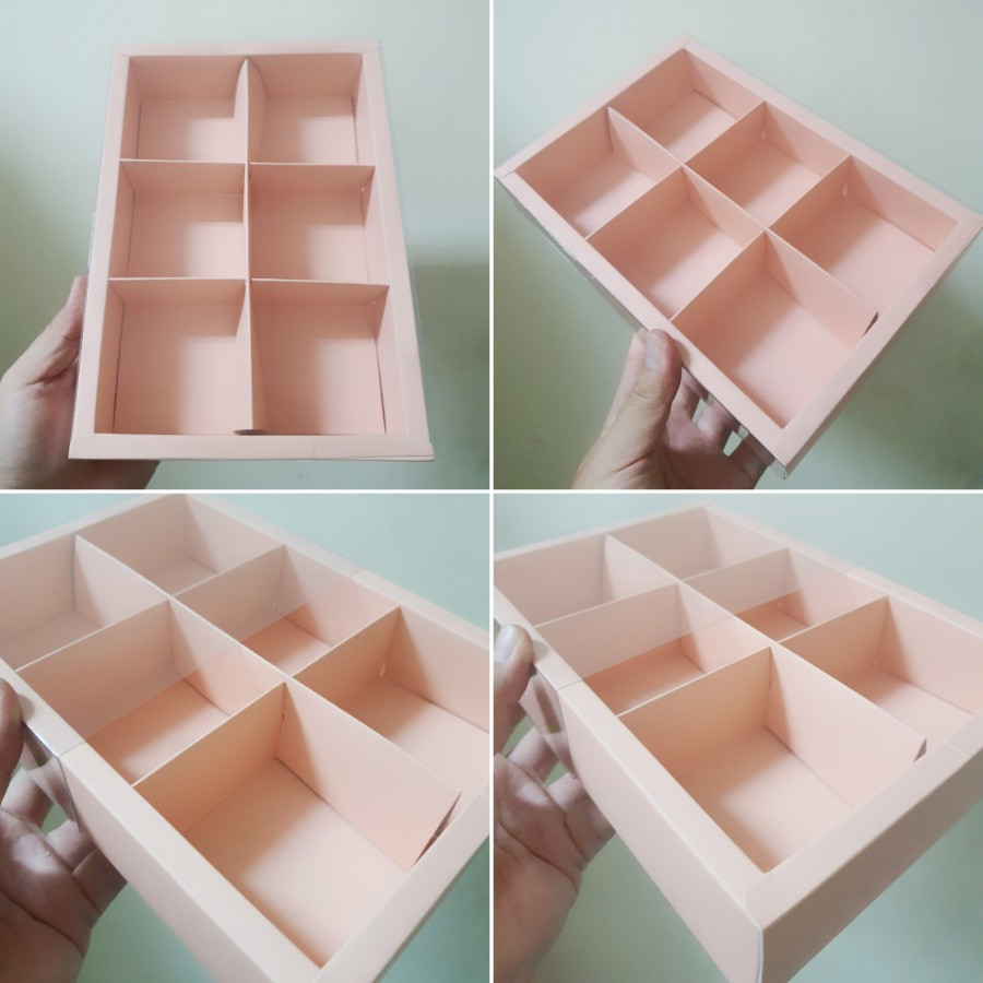 

( 5 pcs ) box mika pink polos dus sekat 6 packaging pie susu egg tart ukuran 24.5 x 17.5 x 4.5 cm
