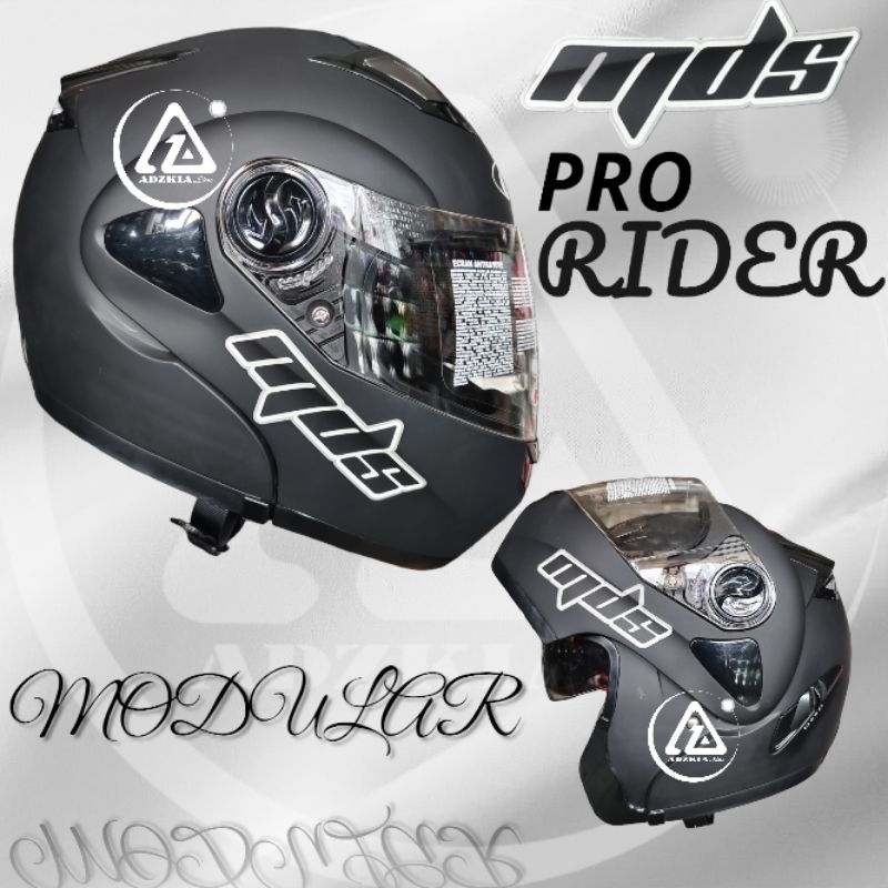 HELM MDS PRO RIDER SOLID HITAM DOFT | HELM FULL FACE MODULAR