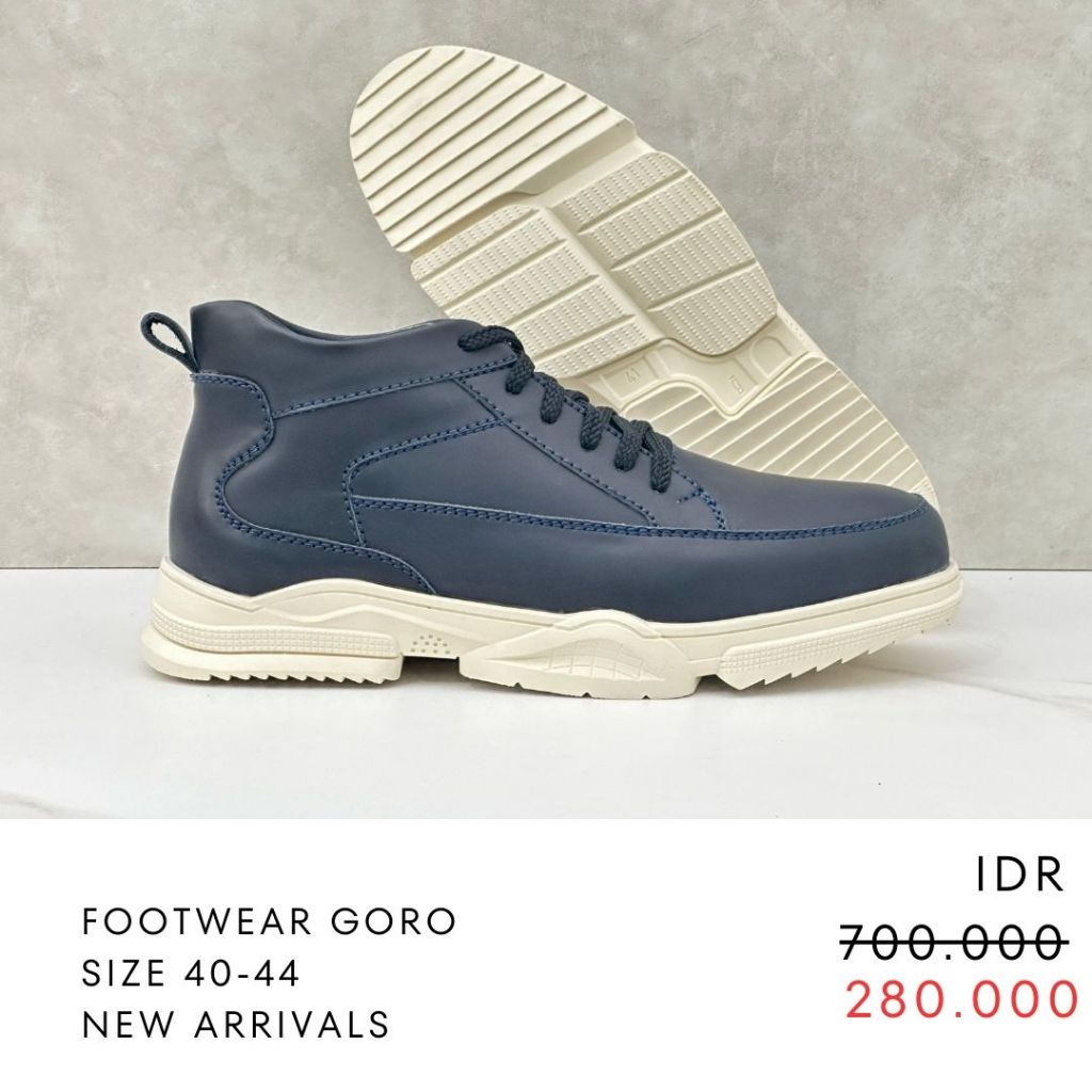 GOATZIE - SEPATU KULIT COWOK NAVY / MAN CASUAL SHOES GZ02