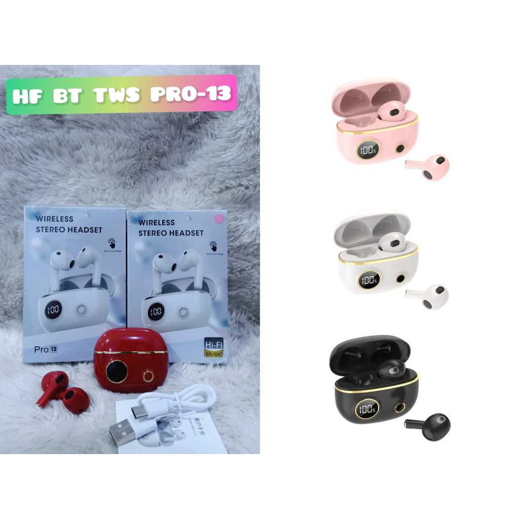 HF BT TWS PRO 13 /TWS Headset Earphone Bluetooth Macaron Hedset bt Wireless Headphone for Airpods He