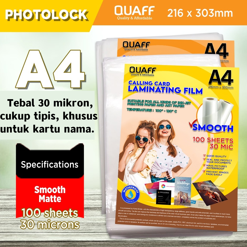 

100pcs Plastik Laminating Film A4 Matte / Glossy 30 mikron Untuk Calling Card Laminating