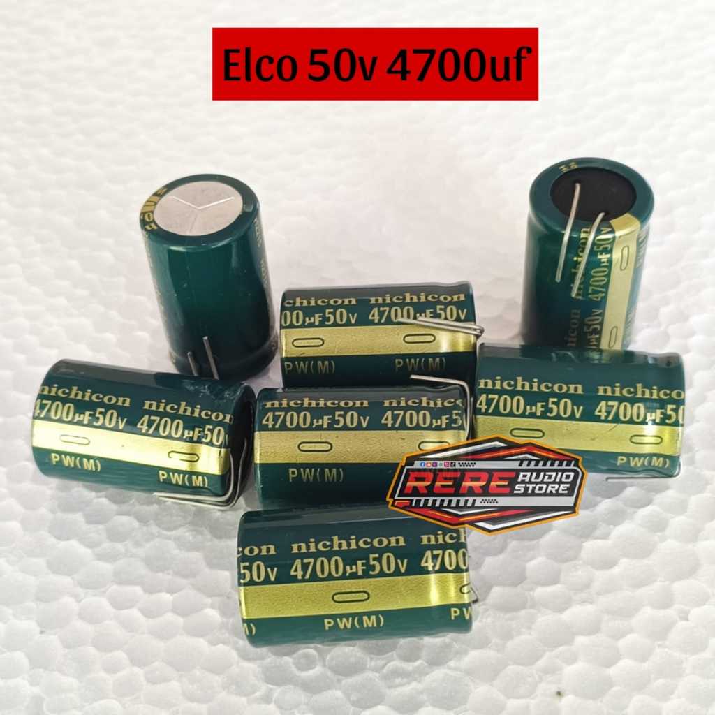 Elco kapasitor 50v 4700uf Elko terbaik Merk Nichicon / Rubycon