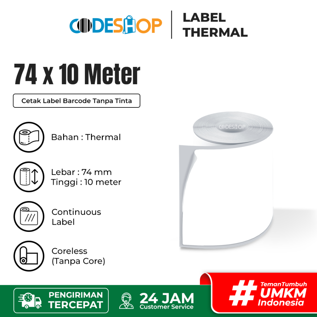 

Label Direct Thermal 74x10 m Diameter 50 mm Coreless Gap