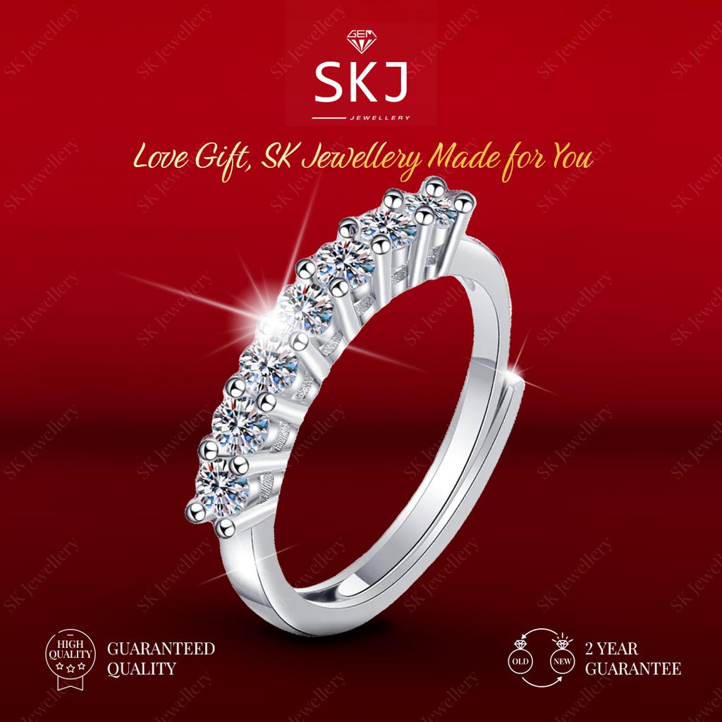 SK Jewellery - Garansi 2 Tahun  -  Cincin wanita Aesthetic  Kawin 1 Carat Lapis Emas  18K  Aksesoris