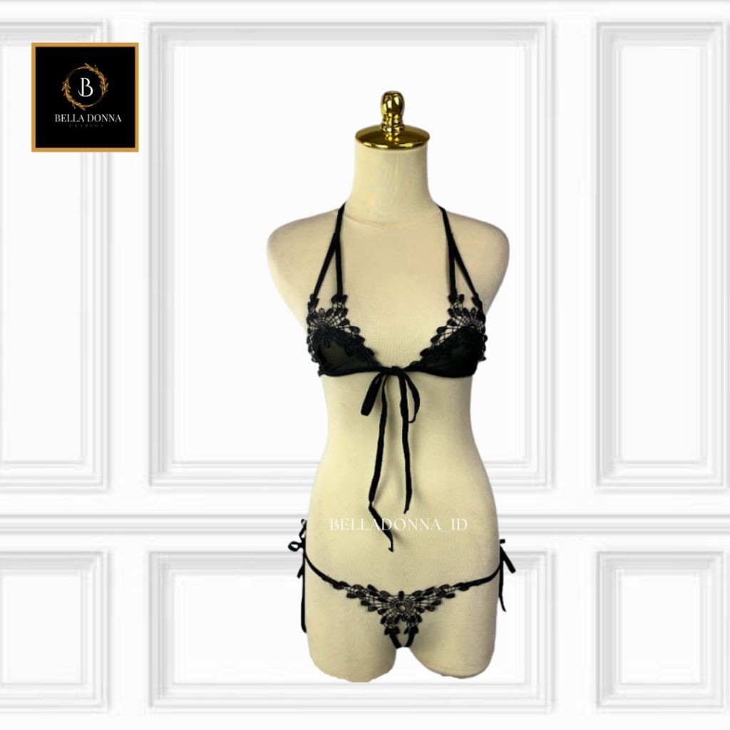 belladonna_id 1 Pakaian Dalam Lingerie BRACD-08 Wanita Dewasa Sexy anggun Lingerie Babydoll Bordir + G-string Pakaian Dalam Transparan Eksotis-6
