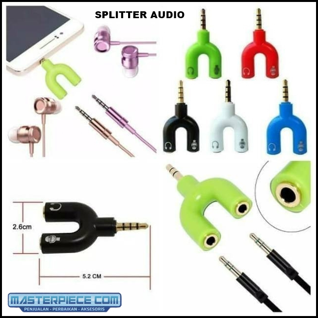 SPLITTER AUDIO SHAPE U 3.5MM KE HEADPHONE AND MIC SOUND HP/ jack audio Y spliter U aux 35 mm ke Audi