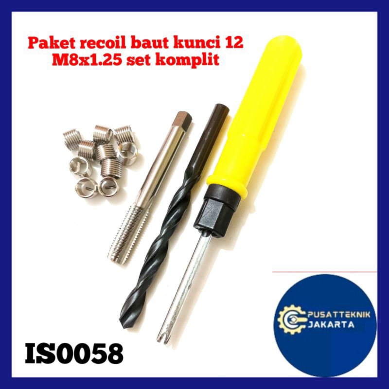 paket recoil set m8x1.25 1.5D recoil baut kunci 12 komplit tap recoil bor tap recoil gagang kunci re