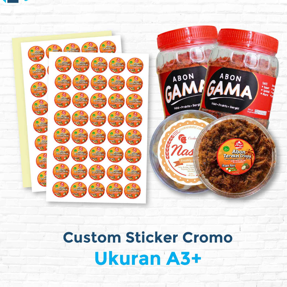 

Cetak Sticker Label Chromo A3+ Tanpa Cutting Cetak Kemasan Brand Logo Produk Olshop Makanan Ekonomis - Custom Stiker Label Chromo